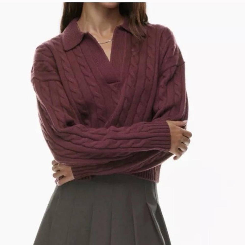 Aritzia Sunday Best Spiced Burgundy Lottie Sweater Size S Merino‎ Wool Preppy